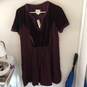 Anthropologie purple velvet dress